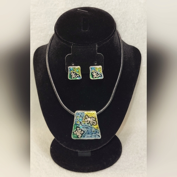 Chico's Jewelry - CHICO'S Silver Lizard and Frog Choker and Stud Earrings Set / Clip-on